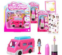 Barbie Miniland Ensemble poupée et véhicule - Ensemble avec 3 mini poupées Barbieland, véhicule jouet, autocollants, plus | Cadeaux de fête Barbie pour filles, enfants