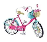 Barbie Mobilier Bicyclette Pour Poupée, Vélo Fourni Avec Casque Bleu Et Panier Avec Des Roses, Jouet Pour Enfant, Dvx55 Dvx55 Multicolore