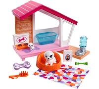 Barbie Mobilier Coffret D’Intérieur pour Poupée avec Niche pour Chien, Chienne, Son Chiot Et Accessoires, Jouet pour Enfant, FXG34