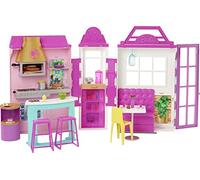 Barbie Mobilier Coffret Restaurant pour poupée avec Plus de 30 Accessoires et 6 Zones de Jeux Dont Cuisine et Four à Pizza, Jouet pour Enfant, GXY72