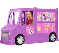 Barbie Mobilier Food Truck pour poupées, véhicule violet transformable avec plus de 25 accessoires, jouet pour enfant, GMW07