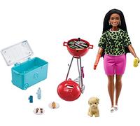 Barbie Mobilier pour poupée Coffret Barbecue avec Figurine Chien, Accessoires Inclus, Jouet pour Enfant, GRG76