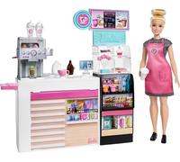 Barbie Nasch-Café Set de jeu avec poupée (blonde), plus de 20 pièces Accessoires pour poupées