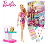 BARBIE NATATION et ses accessoires plongeoir chien ballon lunette tong serviette