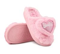 Barbie Pantoufles pelucheuses pour enfants en peluche douce pour intérieur et extérieur, rose clair, Large Little Kid