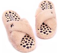 Barbie - Pantoufles pour femmes, croisées, moelleuses NS7090 (40,5 EU - 42 EU) (Rose/Noir)
