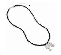 Barbie Pendentif Et Collier Argent Silhouette On Black Onyx Bead (Arg
