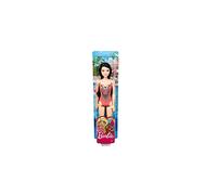 Barbie Plage poupée Brune en Maillot de Bain Une pièce Corail à Motifs, Jouet pour Enfant, GHW38