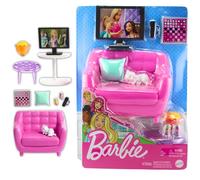 Barbie Mobilier coffret d’intérieur pour poupée - meubles de salon, chaton, meubles et accessoires, jouet pour enfant