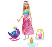 Barbie Dreamtopia Coffret Bébés Dragons avec poupée Princesse, Figurines bébés Dragons, lit balancelle et Accessoires, Jouet pour Enfant, GJK51
