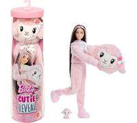 Barbie Poupée Barbie Cutie Reveal Série Bisounours Agneau avec 10 surprises, dont le changement de couleur et un mini-animal, JJP66