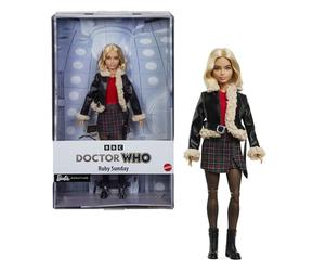 Barbie Poupée Barbie Ruby Sunday à collectionner, inspirée de la 14ème saison de la série Doctor Who, avec socle pour poupée et certificat d’authenticité, HRM78