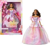 Barbie® Poupée Barbie® Signature Joyeux Anniversaire avec cheveux bruns en robe effet arc-en-ciel pastel, jouet à collectionner avec emballage cadeau, JJX78