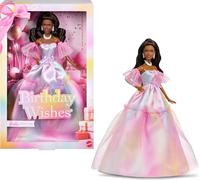 Barbie® Poupée Barbie® Signature Joyeux Anniversaire avec cheveux noirs en robe effet arc-en-ciel pastel, jouet à collectionner avec emballage cadeau, JJX80