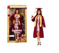 Barbie Poupée Barbie® Signature Remise de Diplôme avec toge bordeaux et toque universitaire, jouet à collectionner dans un emballage cadeau, JJX81