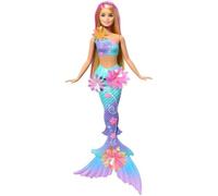 Barbie Poupée Sirène Fleur Magique – Blonde, fleurs surprise, queues dégradées, serre-tête perlé