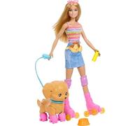 Barbie Poupée Chiot sur patins JMJ44 – poupée blonde, laisse, patins assortis, lunettes de soleil