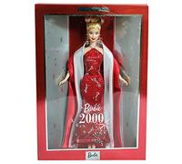 BARBIE poupée blonde robe de soirée rouge brillante - mattel 2000 - pour le nouvel an 2000 - collector edition - boite vitrine rouge