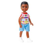 Barbie Poupée Chelsea 15 Cm avec Ses Amis, Petite Poupée avec Robe Bleue À Imprimé Fleurs Amovible Et Chaussures, À Collectionner, Jouet Enfant, De 3 À 7 Ans, HNY58