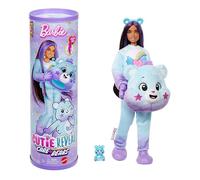 Barbie Poupée Cutie Reveal Bisounours, avec Costume en Peluche Touvaillante et 10 Surprises, y Compris Changement de Couleur et Mini Ours, JFV61
