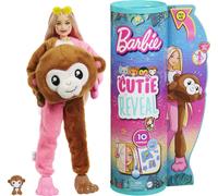 Barbie Poupée Cutie Reveal Série Jungle, poupée avec Costume de Singe en Peluche