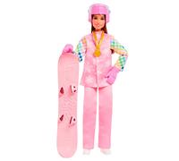Barbie Poupée Snowboardeuse Deluxe – Rose, 10+ accessoires, snowboard qui change de couleur