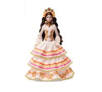 Barbie Poupée Signature Día de Muertos – robe crème à volants, couronne de fleurs – JBJ05