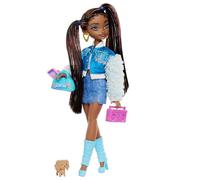 Barbie Poupée et Accessoires Équipe de Rêve « Brooklyn » articulée avec Longs Cheveux Noirs, 9 éléments sur Le thème de la Musique, HYC22