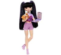 Barbie Poupée et Accessoires Équipe de Rêve Renee, poupée Renee articulée aux Longs Cheveux Noirs, 11 Accessoires vidéo et Nourriture, HYC24