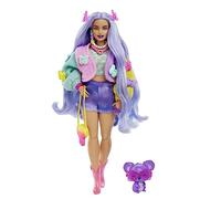 Barbie Poupée Extra avec Koala, vêtements et Accessoires, Cheveux Lavande ondulés, Pull avec Motif Papillon coloré, Bottes Roses, Jouet Enfant, Dès 3 Ans, HKP95