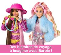 Barbie Poupée Extra Voyage Articulée avec Tenue Neige, Combinaison Rose à Paillettes, et Manteau en Fausse Fourrure, Inclus 15 Accessoires De Mode, Jouet pour Enfant de 3 Ans et Plus, HPB16