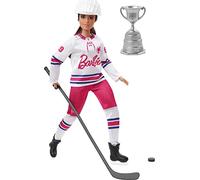 Barbie Poupée Joueuse De Hockey Articulée Brune Aux Formes Rondes, 30 Cm, avec Maillot, Casque, Crosse, Palet Et Trophée, Jouet Enfant, A Partir De 3 Ans, HFG74
