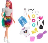 Barbie Totally Hair – Poupée Chevelure Arc-en-ciel Léopard