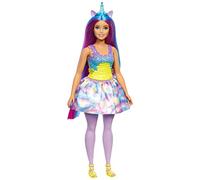 Barbie Poupée Licorne Dreamtopia (Ronde, Cheveux Bleus et Violets) avec Jupe, avec Queue et Serre-Tête de Licorne Amovibles, Jouet Enfant, Dès 3 Ans, HGR20