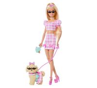 Barbie Twinning Looks Puppe mit Hündchen im Partnerlook mit rosa Gingham-Outfits