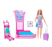 Barbie – Coffret Retrait des Bagages JMJ49 – Avec bagages, chariot, tapis roulant et sac cabine