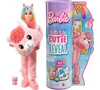 Barbie Poupée Mannequin Cutie Reveal avec Costume de Lama en Tissu Moelleux et 10 Surprises avec changent de Couleur, Jouet Enfant, Dès 3 Ans, HJL60