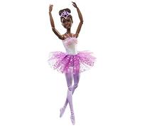 Barbie Poupée Mannequin Dreamtopia Ballerine Lumière Scintillantes, Cheveux Noirs articulée, avec lumière, diadème et Tutu Violet, Jouet Enfant, Dès 3 Ans, HLC26