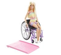 Barbie Poupée Mannequin Fashionistas et Son Fauteuil Roulant et Rampe, Blonde, C
