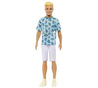 Barbie Poupée Mannequin Ken Fashionistas N° 211 Blonde, avec T-Shirt Cactus Et Palmier, Short Blanc Et Baskets, À Collectionner, Jouet Enfant, A Partir De 3 Ans, HJT10