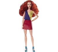 Barbie Poupée Mannequin Looks, Cheveux Roux bouclés, Tenue Color Block avec Mini-Jupe, Style et Pose, à Collectionner, Jouet Enfant, Dès 3 Ans, HJW80