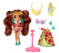 Barbie Poupée Mini Extra Cool Voyage Articulée avec Tenue De Plage À Imprimé Tropical, 14 Cm, Accessoires Inclus, Jouet Enfant, A Partir De 3 Ans, HPB18