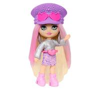 Barbie Poupée Mini Minis Extra Cool Voyage Articulée en Tenue Métallisée pour Le Désert, Accessoires Festival Inclus, 8,3 Cm Jouet Enfant, A Partir De 3 Ans, HPN07