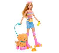 Barbie Poupée Chiot sur patins JMJ44 – poupée blonde, laisse, patins assortis, lunettes de soleil
