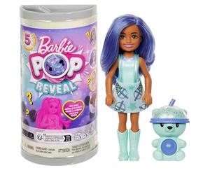 Barbie Poupée Pop Reveal Chelsea, poupée Chelsea Bubble Tea avec coffret boîte à thé et 5 surprises, dont une petite poupée parfumée et un animal (les styles peuvent varier), HRK63