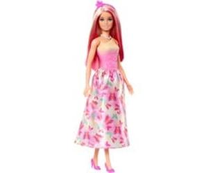 Barbie Poupée royale aux cheveux roses et blonds, jupe imprimée papillon
