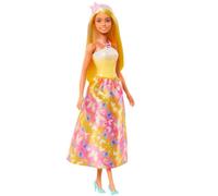 Barbie Poupée Royale, Cheveux Fantaisie aux mèches colorées | Accessoires colorés, bustier jaune ombré et jupe papillon, HRR09