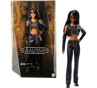 Barbie Poupée Signature Aaliyah de collection portant une tenue en similicuir noir inspirée de son clip 'One in a million',HRM80