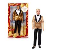 Barbie Poupée Signature Ken Joyeux Noël 2025 de Collection Portant Un Costume et Une Veste dorée dans Un Emballage de présentation avec Socle pour poupée, JGK55