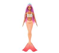 Barbie Poupée Sirène | Accessoire cheveux rose et serre-tête, jouet avec bustier étoile de mer, queue orange douce, HRR05